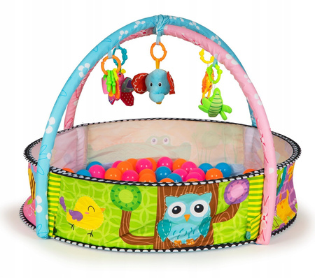 Wielofunkcyjna duża mata edukacyjna dla dzieci Kojec z piłkami i maskotkami 3w1 zwierzątka