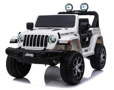 Samochód na akumulator Jeep Wrangler Rubicon elektryczny Auto dla dzieci 2 silniki światła LED biały
