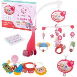 Karuzela do łóżeczka z melodiami na pilota różowa dla dzieci projektor