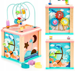 Drewniana kostka edukacyjna dla dzieci sorter mula dinozaury Ecotoys HM015471