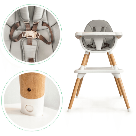 Krzesełko fotelik ze stoliczkiem do karmienia dzieci szare Ecotoys B0017-6 GRAY
