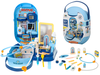 Zestaw małego lekarza doktora w walizce dla dzieci Akcesoria medyczne Stolik 34 elementy