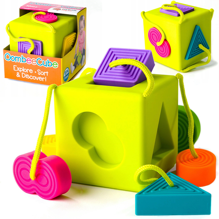 Kostka edukacyjna Sorter kształtów dla dzieci OombeeCube Fat Brain Toys FA120-1