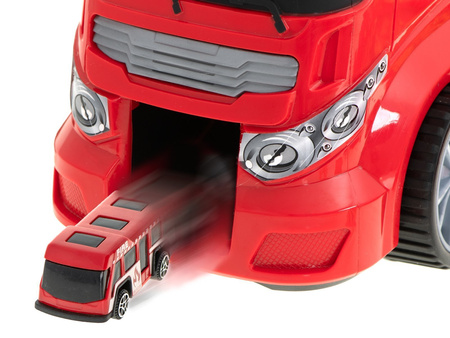 Duża ciężarówka Transporter Garaż dla samochodów z zestawem autek Straż Pożarna dla dzieci