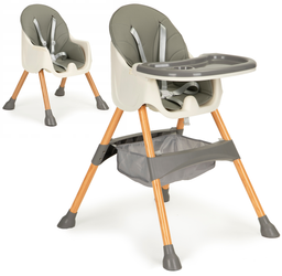 Krzesełko do karmienia dzieci Fotelik 2w1 z tacką szary Ecotoys HC-823S GRAY