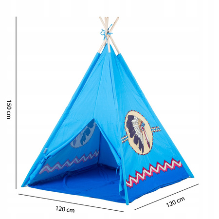 Namiot indiański tipi wigwam domek dla dzieci niebieski indianin Ecotoys pokój dziecięcy ogród