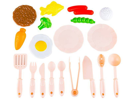 Multifunkcyjna kuchnia dla dzieci światło dźwięk naczynia jedzenie bordowa