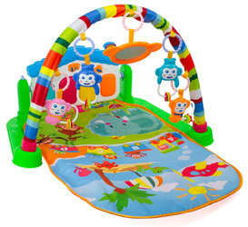 Mata edukacyjna dla dzieci interaktywna muzyczna pianinko grzechotki małpki lusterko 4w1