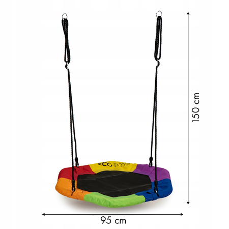 Sześciokątna huśtawka ogrodowa dla dzieci Bocianie gniazdo Ecotoys multikolor 95cm MIR6023 MULTI