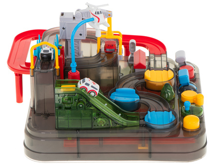 Interaktywny tor samochodowy z przeszkodami dla dzieci 3 samochody Wyścigi pojazdów Światło LED