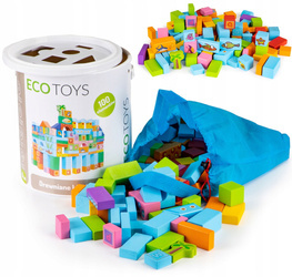 Drewniane klocki edukacyjne zestaw ocean dla dzieci sorter 100 sztuk Ecotoys SR19006