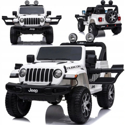 Samochód na akumulator Jeep Wrangler Rubicon elektryczny Auto dla dzieci 2 silniki światła LED biały