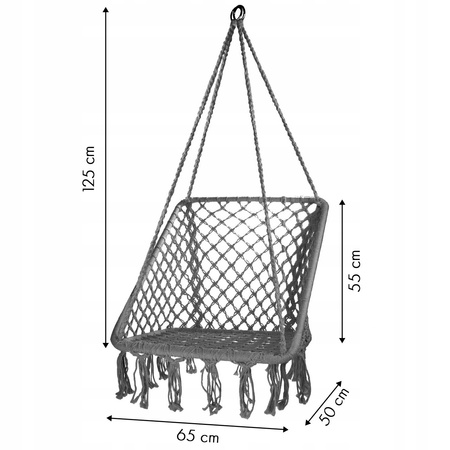 Wiszący fotel Bocianie gniazdo Krzesło ogrodowe szare Modernhome GW-911 GREY