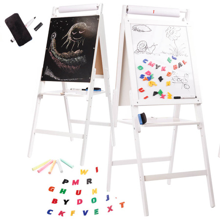 Dwustronna tablica kredowa + magnetyczna biała + akcesoria