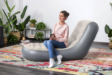 Dmuchany szary fotel leżak materac 165x84x79 cm Bestway 75064