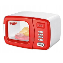 Zabawkowa mikrofalówka dla dziecka biało-czerwona mikrofala efekty świetlne dźwiękowe