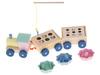 Drewniany pociąg edukacyjny dla dzieci z sorterem Zabawa w łowienie rybek z magnesem Kolejka z wagonami