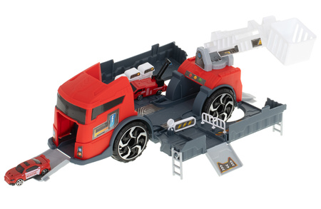 Duży transporter Ciężarówka dla dzieci Laweta Parking z zestawem samochodów Auta 2w1 Straż Pożarna