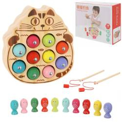 Gra zręcznościowa dla dzieci złap robaczka drewniana magnetyczna kotek