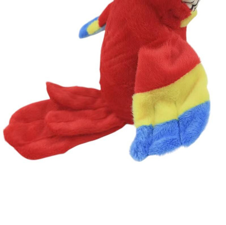 Gadająca papuga Ara powtarzająca gaduła przedrzeźniacz zabawka dla dzieci 23 cm czerwona