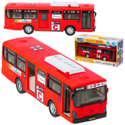 Duży autobus szkolny Gimbus dla dzieci z efektami świetlnymi i dźwiękowymi 1:20 czerwony