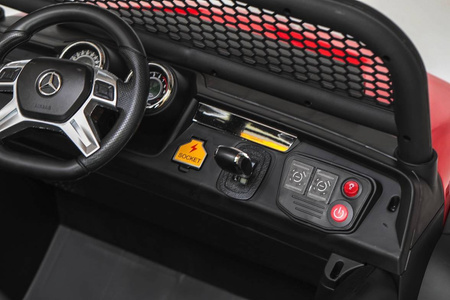 Duży samochód na akumulator dla dzieci auto Mercedes Unimog czerwono-czarny światła LED