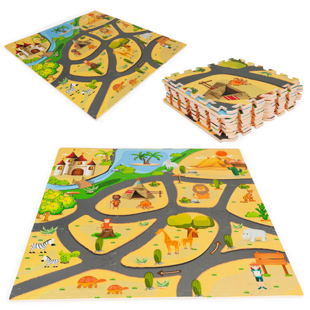 Mata edukacyjna puzzle piankowe dla dzieci safari dywanik  do pokoju dziecka 93x93 cm