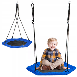 Sześciokątna huśtawka ogrodowa dla dzieci Bocianie gniazdo Ecotoys niebieska 95cm MIR6023 BLUE