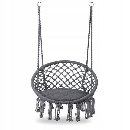 Wiszący fotel Bocianie gniazdo z poduszką Krzesło ogrodowe szare Modernhome GW-076 GREY+PODUSZKA