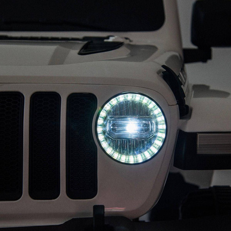 Samochód na akumulator Jeep Wrangler Rubicon pomarańczowy elektryczny Auto dla dzieci 2 silniki światła LED
