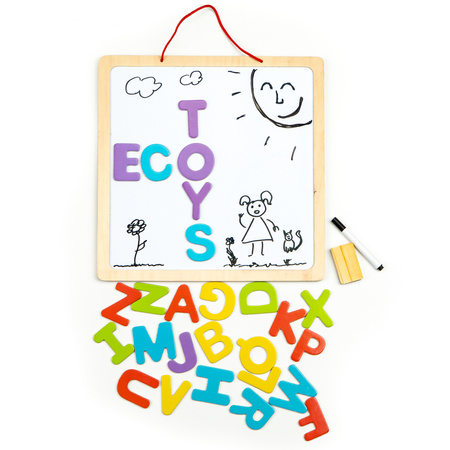 Dwustronna magnetyczna tablica edukacyjna dla dzieci kredowa literki Ecotoys ESC-W-018A