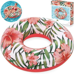 Dmuchane koło do pływania różowe w kwiaty palmy Bestway 119 cm