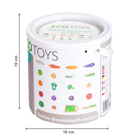 Drewniane jedzenie do krojenia owoce warzywa zestaw kuchnia 20 sztuk Ecotoys TL87113 