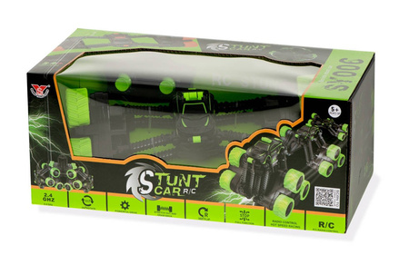 Duży zdalnie sterowany samochód kaskaderski Stunt Car RC SY006 Auto akrobata zielony