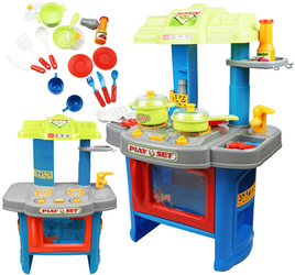 Duża niebieska kuchnia dla dzieci z piekarnikiem i akcesoriami 29 elementów