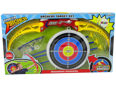 Zestaw strzelecki dla dzieci łuk ze strzałami tarczą i okularami