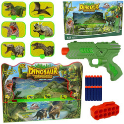 GRA ZRĘCZNOŚCIOWA DINOZAURY Z RUCHOMĄ TARCZĄ DO STRZELANIA DLA DZIECI