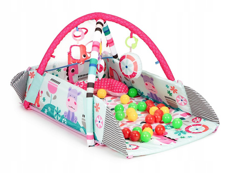 Wielofunkcyjna duża mata edukacyjna dla dzieci Kojec z piłeczkami Zwierzątka 3w1