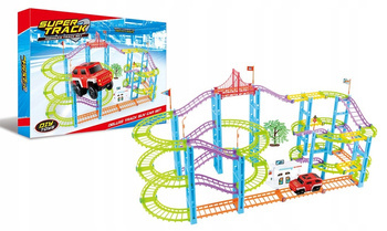 Duży tor samochodowy z mostem dla dzieci autko akcesoria 820 cm