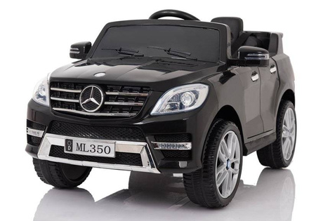 Czarny samochód na akumulator Mercedes ML350 elektryczny Auto dla dzieci światła LED 2 silniki