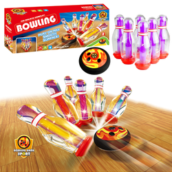 Świecący zestaw do gry w kręgle dla dzieci Kolorowe kręgle i dysk do zbijania 6 sztuk