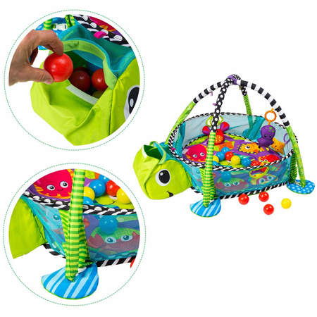 Mata edukacyjna Żółw dla dzieci kojec dla niemowląt z piłeczkami Ecotoys