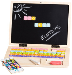 Drewniany laptop edukacyjny dla dzieci tablica magnetyczna kreda Ecotoys G068