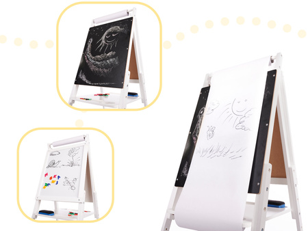 Dwustronna tablica kredowa + magnetyczna biała + akcesoria