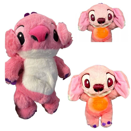 Przytulanka dla dzieci miś szumiś oddychający grający Stitch różowy