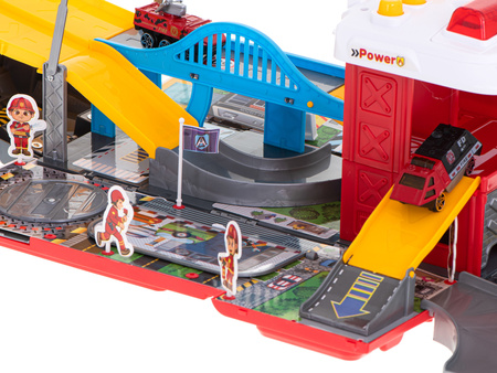 Duży rozkładany transporter Wóz Strażacki Parking Straż Pożarna dla dzieci z akcesoriami