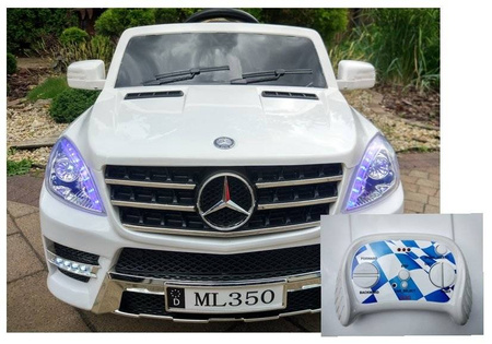Auto na akumulator Mercedes ML350 biały elektryczny dla dzieci światła LED