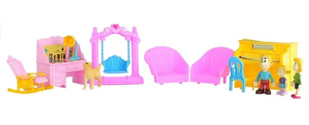 Duży interaktywny rozkładany domek dla lalek z mebelkami i ludzikami