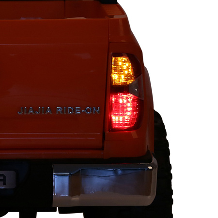 Duży samochód elektryczny pojazd auto na akumulator dla dzieci pomarańczowy Toyota Tundra światła dźwięk ekoskóra