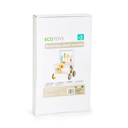 Drewniany warsztat majsterkowicza z narzędziami dla dzieci Wózek Pchacz Ecotoys TL88042 WHITE